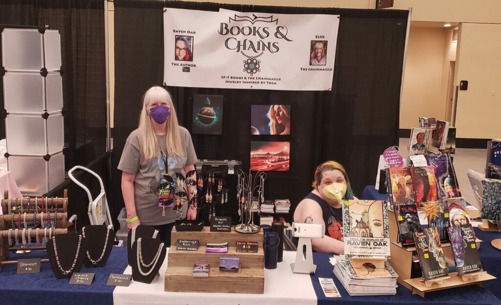 Photo of the Books & Chains booth at GeekGirlCon 2023.