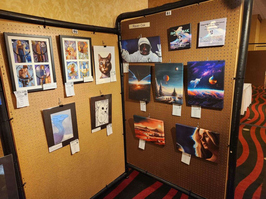 Raven Oak's artwork at the Norwescon 46 Art Show.