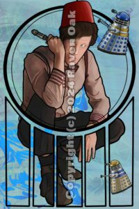 Art piece by Raven Oak featuring an art nouveau take on Matt's Doctor