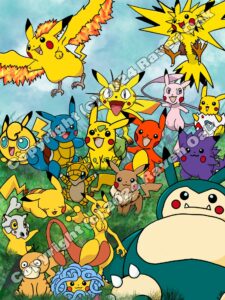 An art piece by Raven Oak where all the Pokemon are Pikachu.