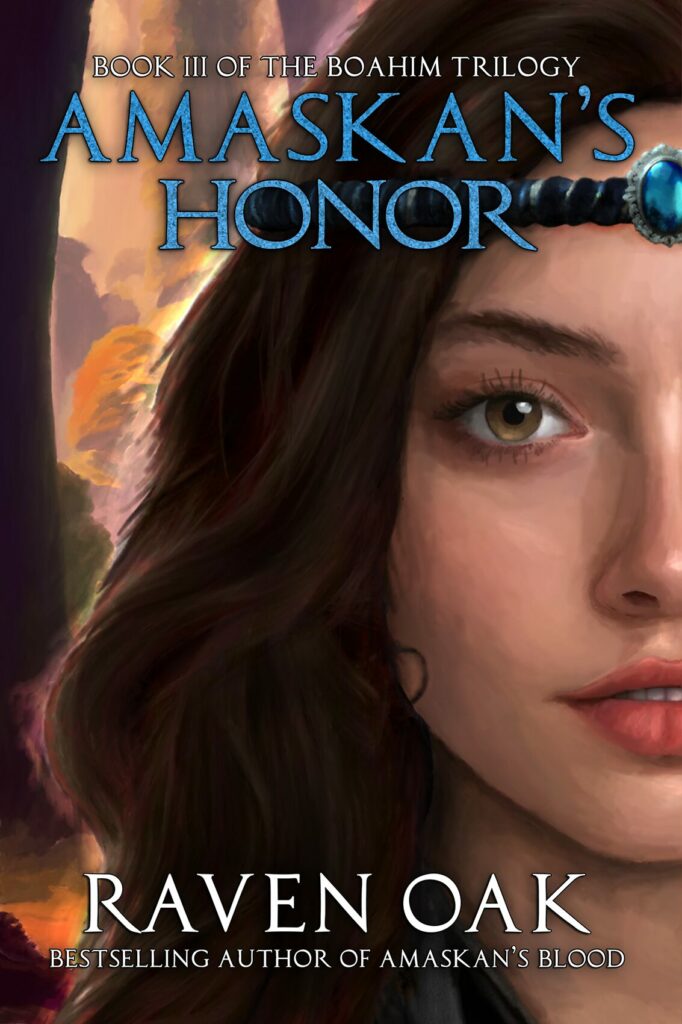 The book cover for Amaskan's Honor by Raven Oak, artwork by Raven Oak, featuring Queen Margaret.